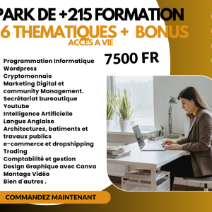 Pack de +215 Formations en 26 Domaines avec Plusieurs Bonus de